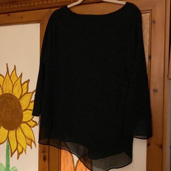 CHICOS Easywear Black top with sheer details Size 1 equals 8 to 10 - Picture 5 of 5